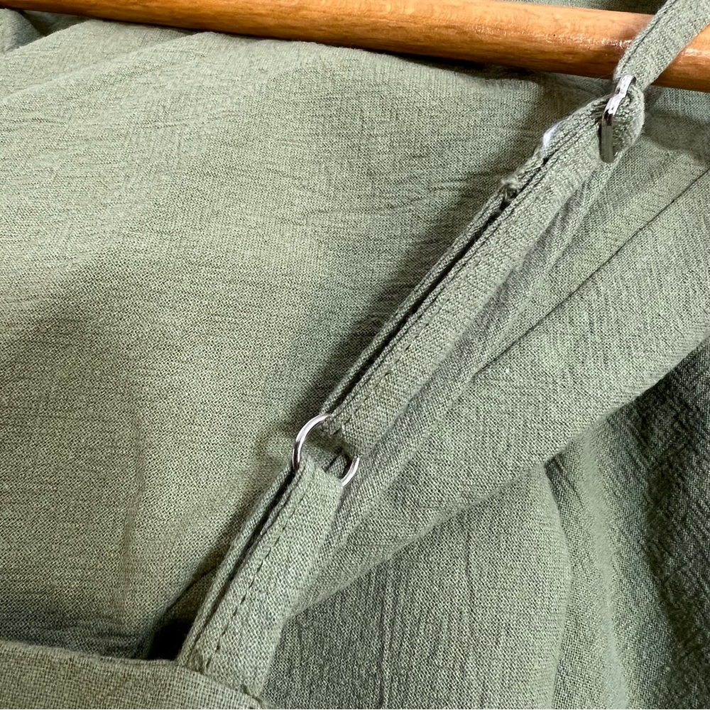 Aedvoouer Sage Green Wide Leg Linen Blend Jumpsuit Romper Overalls SZ XL / XXL - Picture 10 of 14